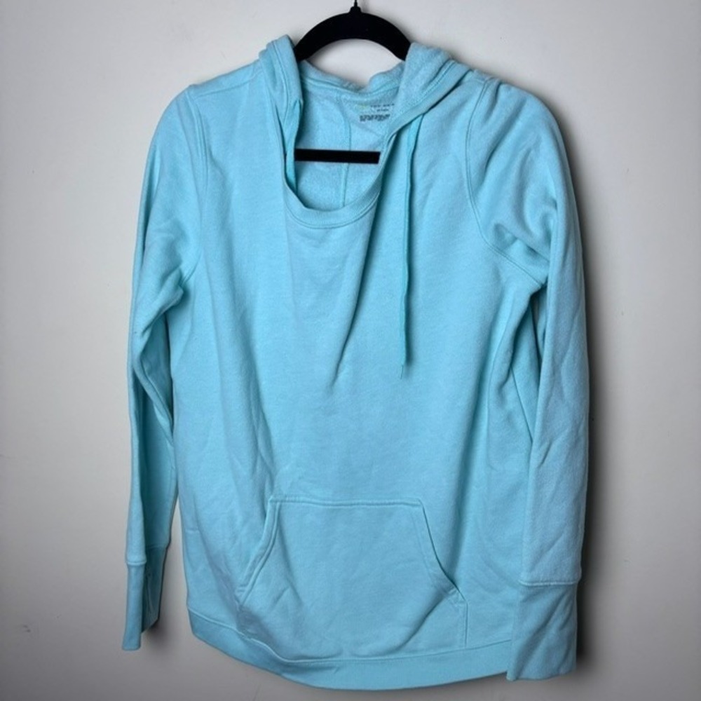 Womens L Tek Gear Pullover Hoodie Light Blue Mint Kangaroo Pocket Long Sleeve